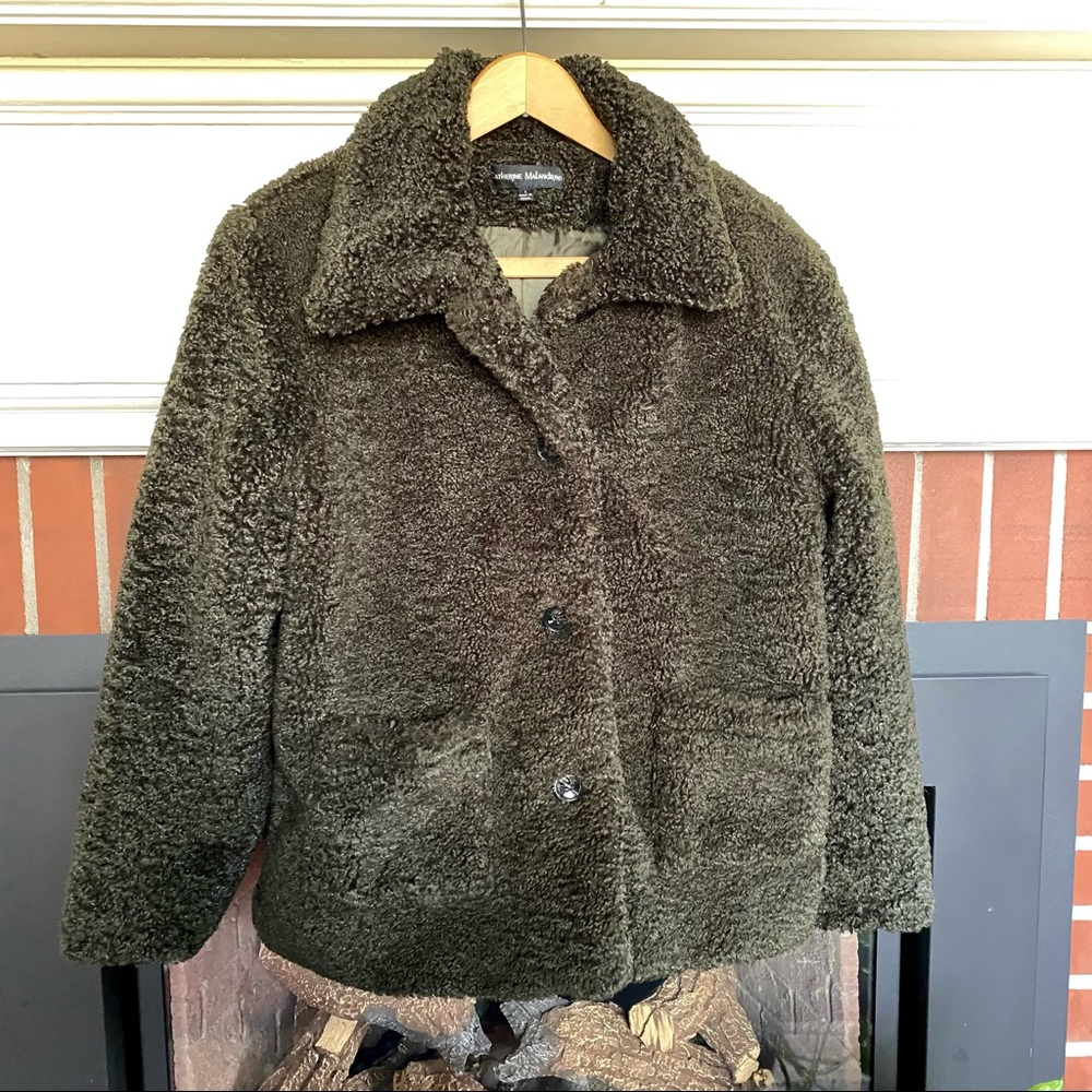 Super soft dark green teddy coat